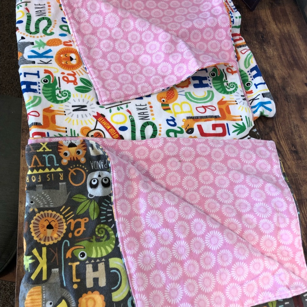 2 handmade never used baby blankets